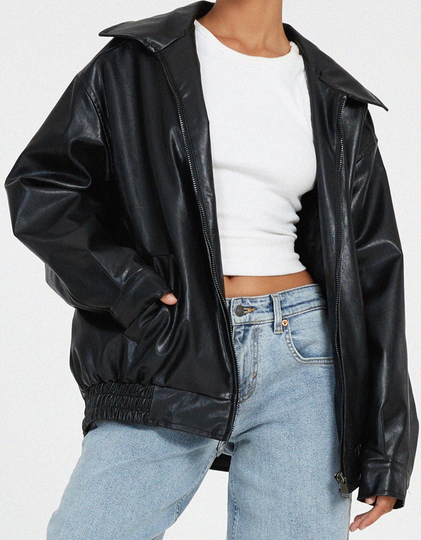 Veste femme cuir oversize — blouson léger été au style intemporel & moderne