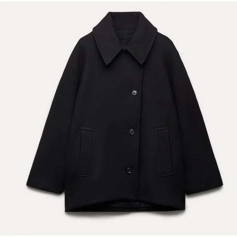 Manteau Femme Oversize Élégant avec Col Replié & Poches – Luxe & Confort