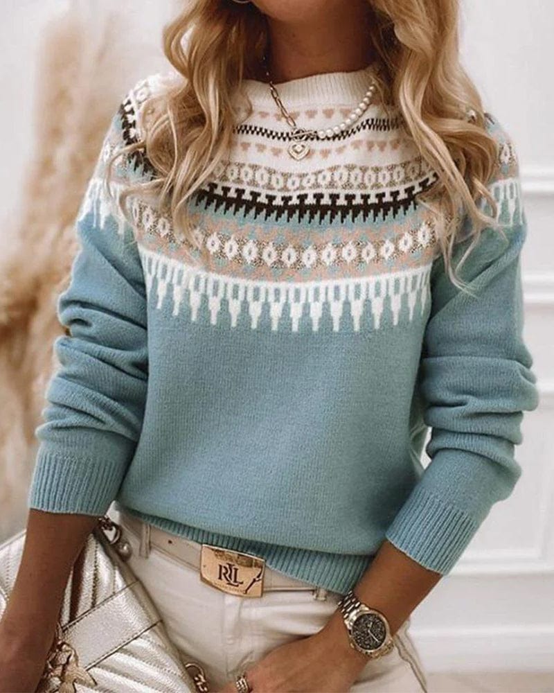 Pull femme en laine motif Fair Isle – Chaleur hivernale & style nordique