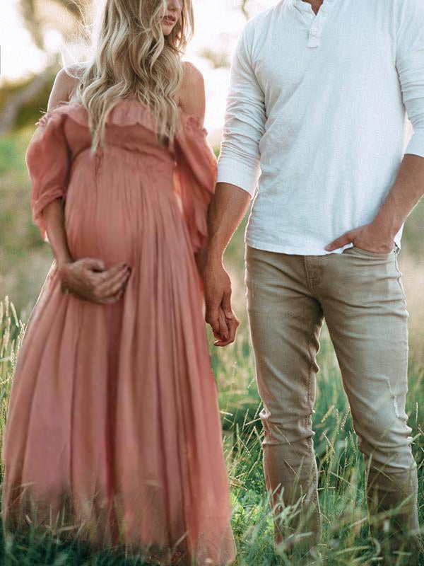 Robe de Grossesse ANNE-ELISE – Off-Shoulder Fluide & Coupe Mécoulante