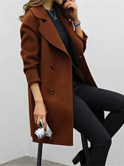 Manteau femme AURELIA – manteau d’hiver cintré en laine avec col montant