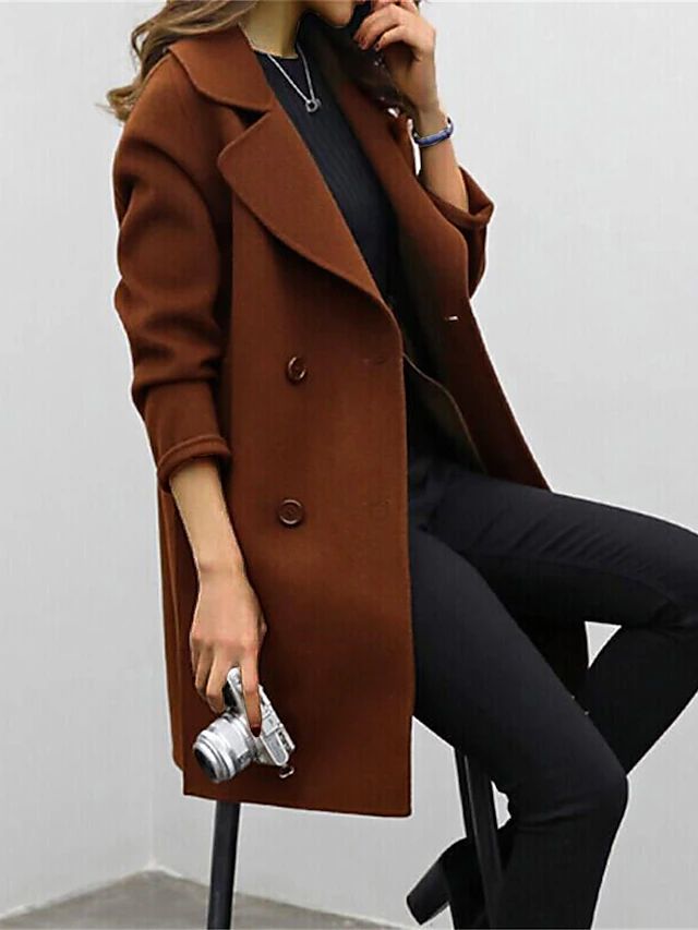 Manteau femme AURELIA – manteau d’hiver cintré en laine avec col montant