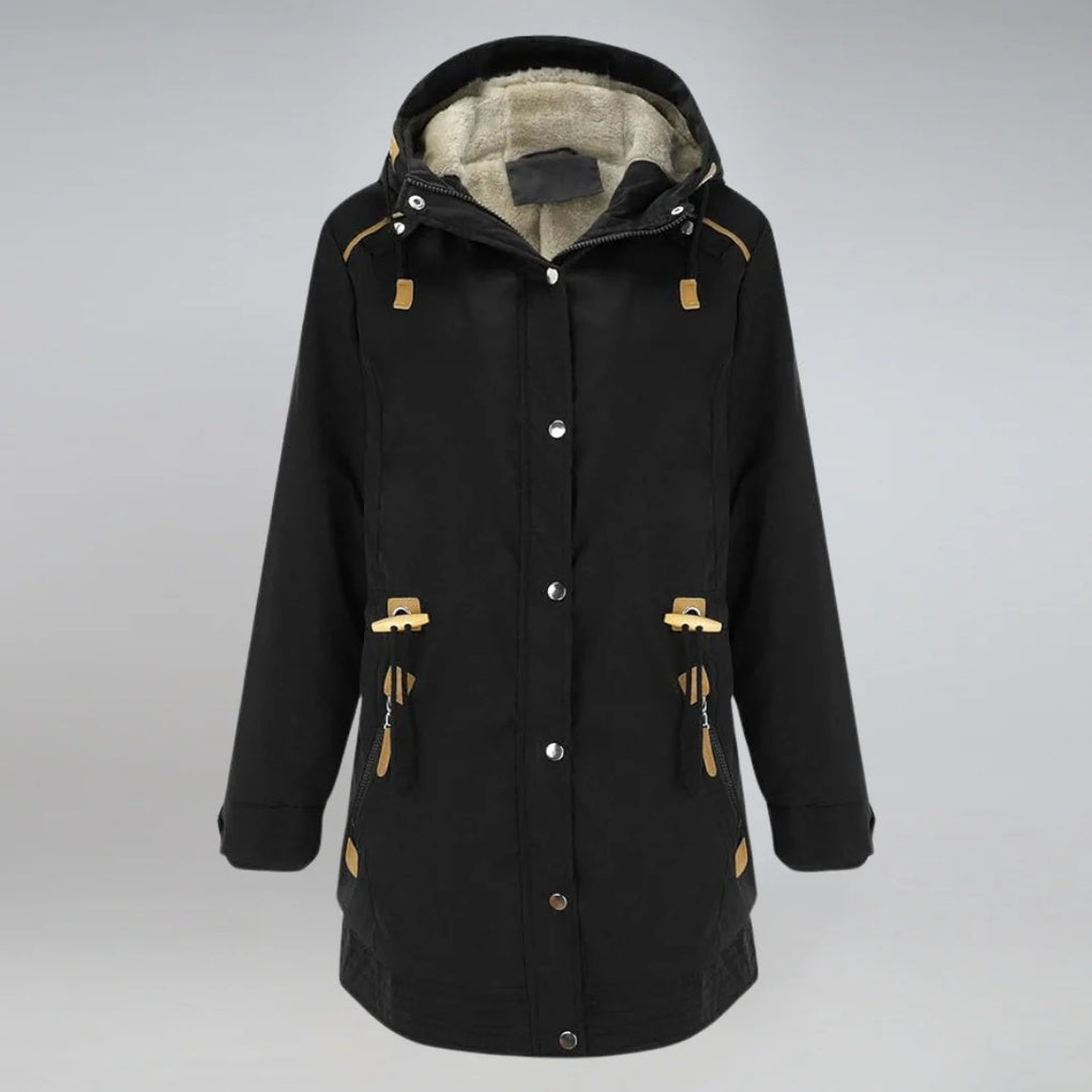 Parka femme chaude & imperméable avec capuche amovible