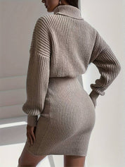 Robe pull mini femme à col roulé – ajustée, chaude et élégante