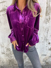 Chemisier femme Fleur en velours – blouse élégante à la brillance douce et coupe raffinée