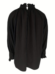 Blouse élégante femme à nœud col & volants – Tissu fluide chic intemporel