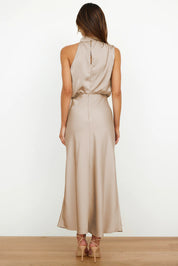 Robe halter midi satin Amelie – élégance douce & féminine
