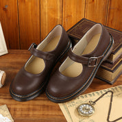Ballerines Mary Jane femme marron — chaussures rétro à bride & bout rond confortables