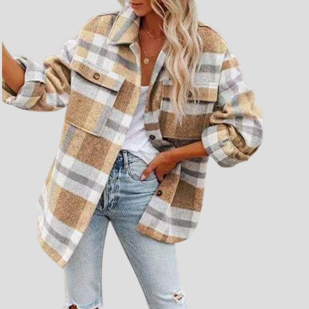 Overchemise à carreaux femme – chemise-veste chaude à coupe relax