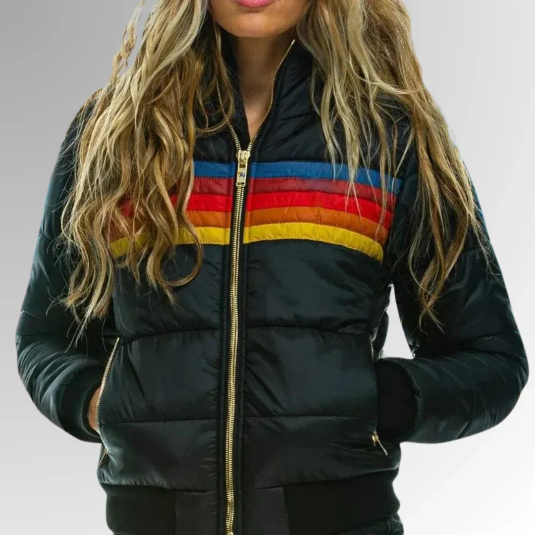 parka femme Puck – doudoune imperméable avec bande rétro & coupe moderne