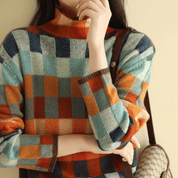 Pull Femme Kayleigh – Col Roulé Patchwork en Cachemire Luxe