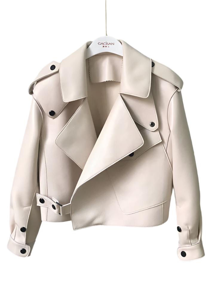 Veste longue effet cuir Tiffani femme — manteau sherpa ceinturé tendance