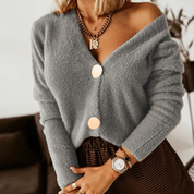 cardigan femme TWINKS – gilet maille douce, col V & boutons oversize mode