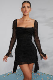 Robe de soirée “Sofia” perlée – manches longues élégantes