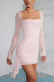 Robe de soirée “Sofia” perlée – manches longues élégantes