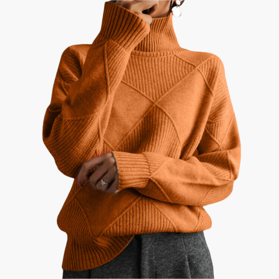 Pull femme oversize en maille – Motif géométrique chic et confortable