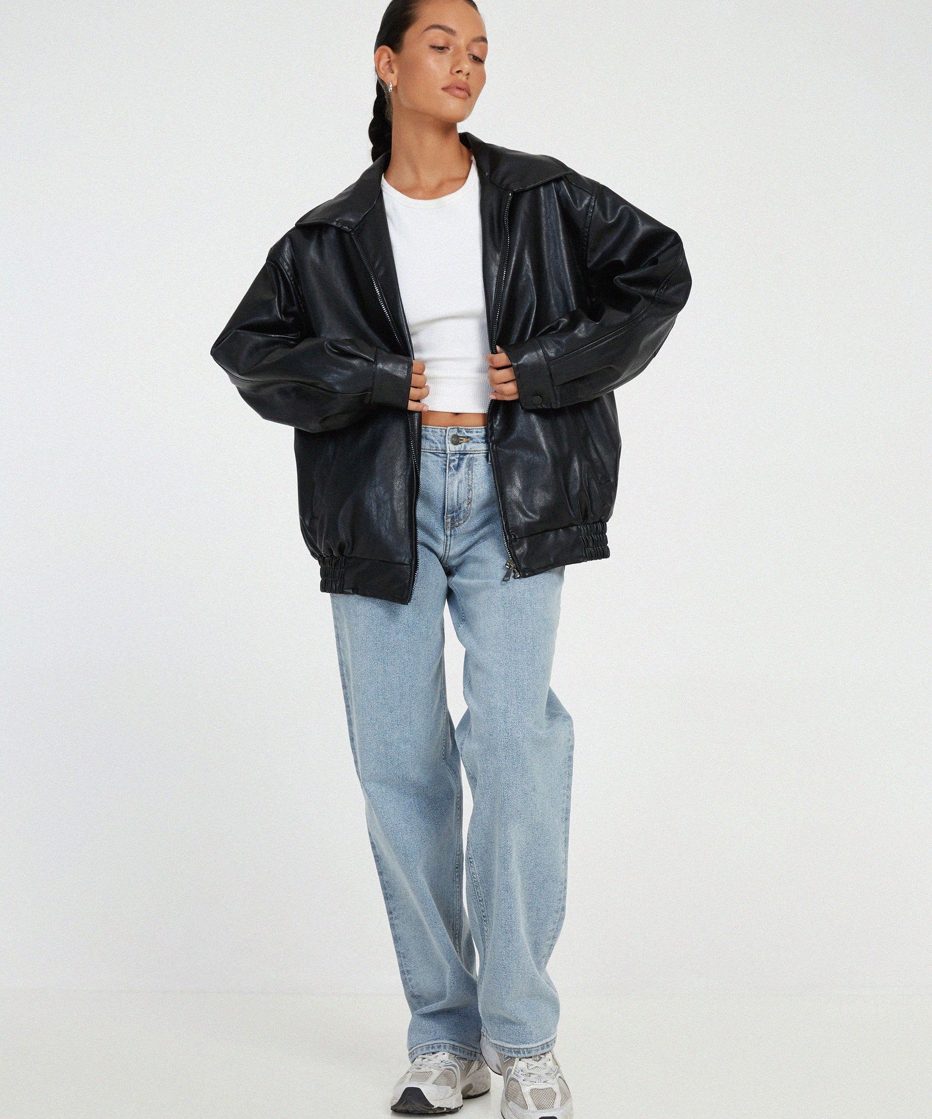 Veste femme en cuir PU ample — blouson tendance au style casual & élégant