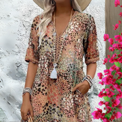Robe d’été midi femme – Coupe fluide avec manches courtes et poches