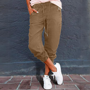Pantalon cargo femme Heidi – coupe confortable à taille haute & grandes poches tendance