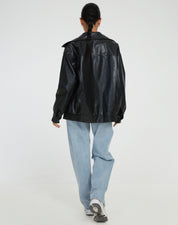 Veste femme en cuir PU ample — blouson tendance au style casual & élégant