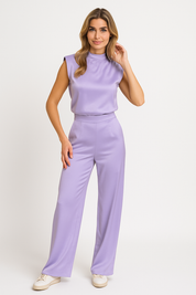 Combinaison femme CATHARINA – effet satin, dos nu & jambes larges