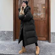 Puffer long femme capuche – Doudoune isolante coupe relax & coupe-vent