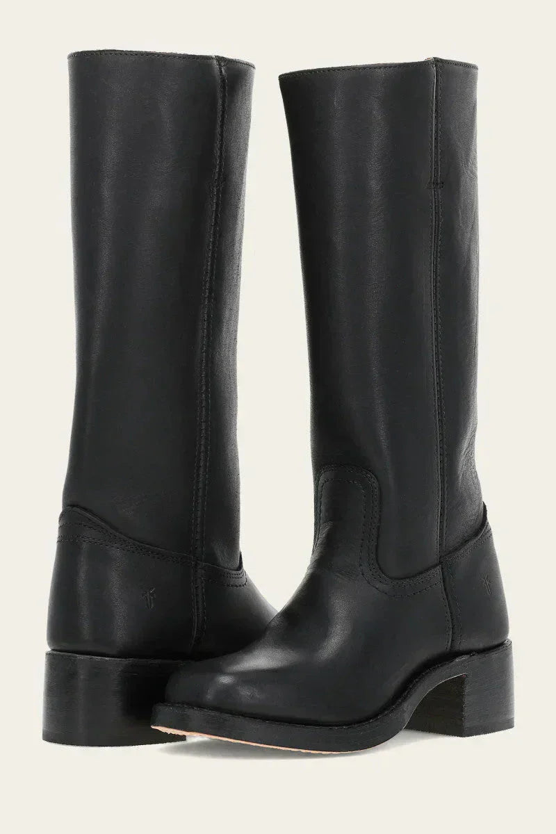 Bottes Hautes Femme à Talon Bloc – Élégantes Bottes Simili Cuir pour Toutes les Occasions