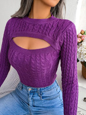 Pull Femme Col Rond à Manches Longues – Maille Douce, Style Chic & Confortable