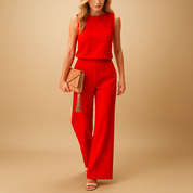 Combinaison Anna femme – élégante à col rond & jambes larges fluides