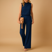 Combinaison Anna femme – élégante à col rond & jambes larges fluides