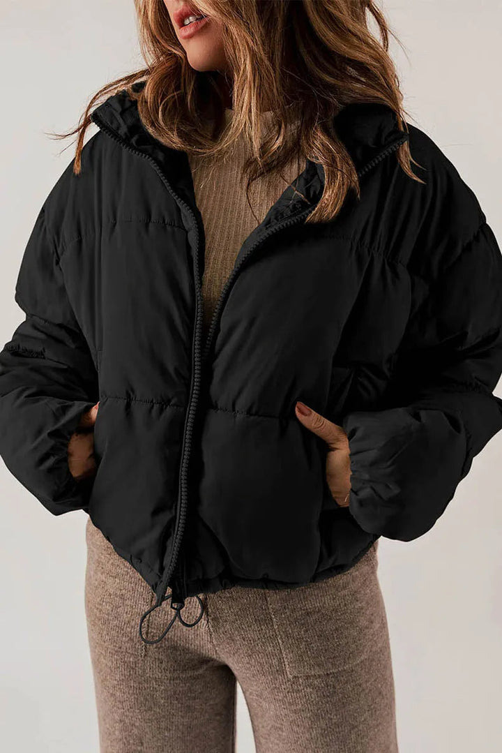 Doudoune courte femme – veste matelassée chaude avec fermeture zippée