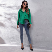 Blouse satinée Shila élégante – Top fluide chic pour femmes estivales