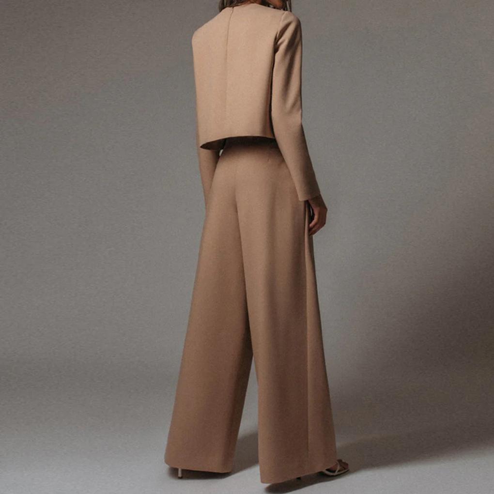 Ensemble chic femme deux-pièces — top structuré & pantalon droit élégant