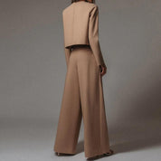 Ensemble chic femme deux-pièces — top structuré & pantalon droit élégant