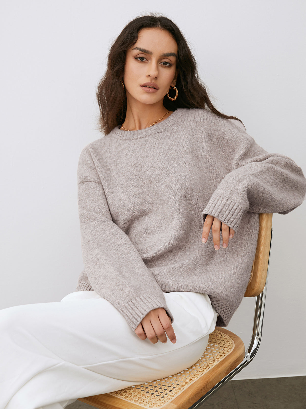 Pull femme Cralo – pull chaud en laine mélangée à coupe confortable & design intemporel