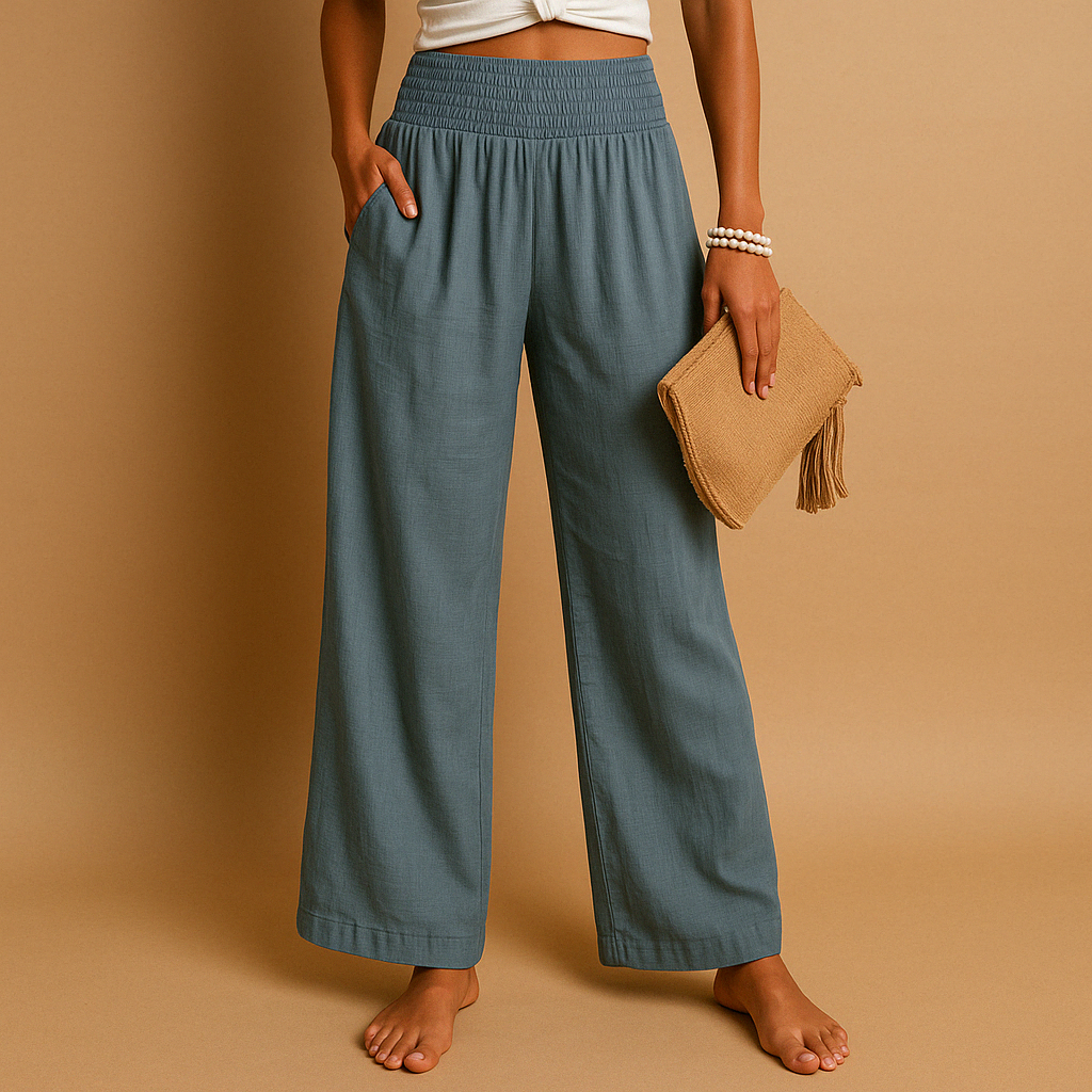 Pantalon Loïs femme – coupe droite été légère & taille élastique
