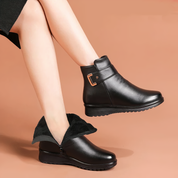 Bottines femme en cuir – bottines élégantes avec boucle & doublure chaude