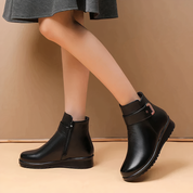 Bottines femme en cuir – bottines élégantes avec boucle & doublure chaude