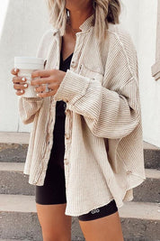 Veste femme Heidi – manteau oversize à texture gaufrée & doublure chaude pour l’hiver