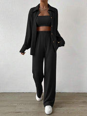 Ensemble loungewear femme – ensemble deux pièces avec top ample & pantalon large