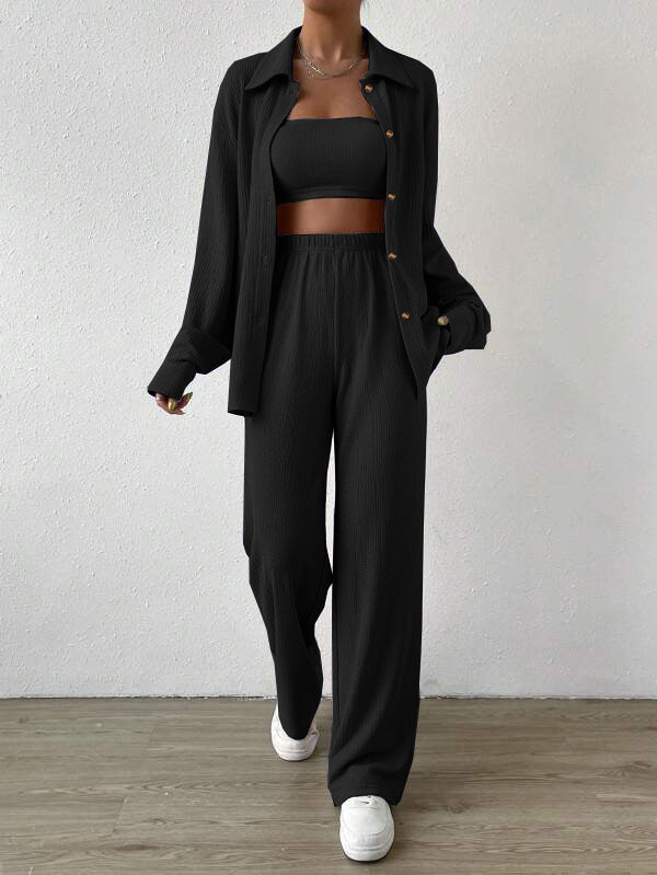 Ensemble loungewear femme – ensemble deux pièces avec top ample & pantalon large