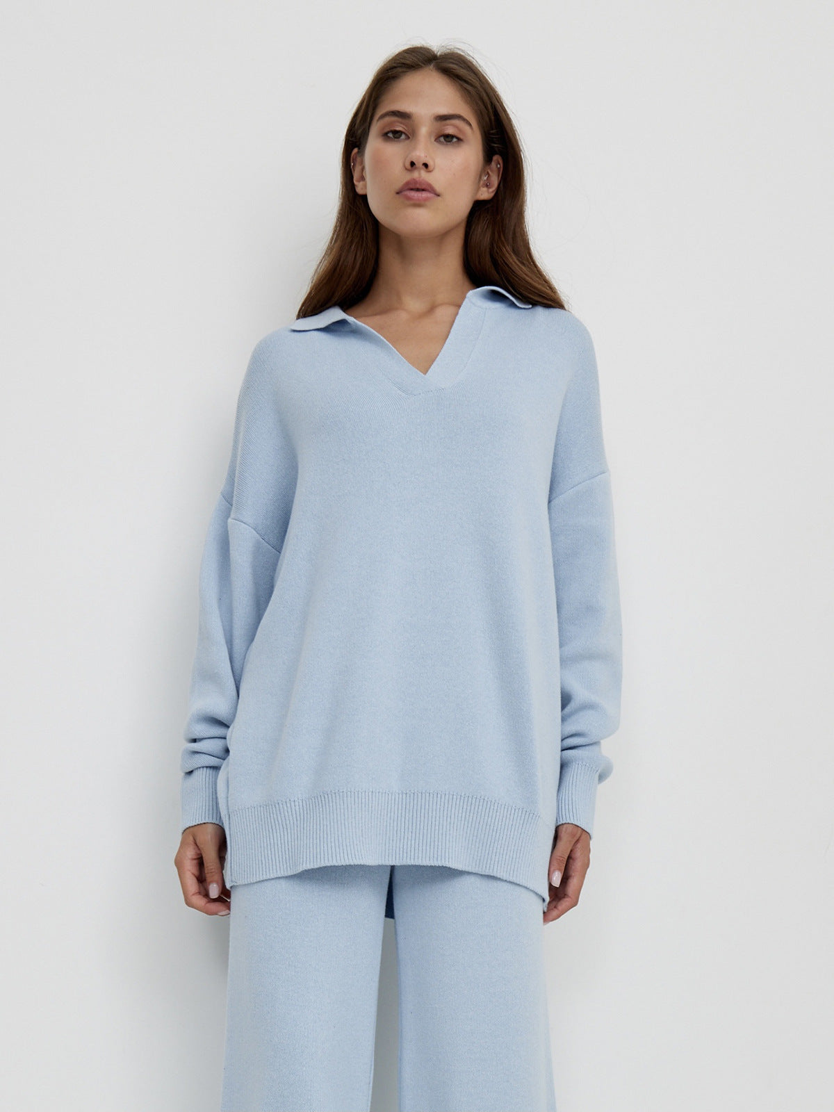 SEMNA Cozy Lounge Set femme – ensemble comfy ivoire col & pantalon wide-leg