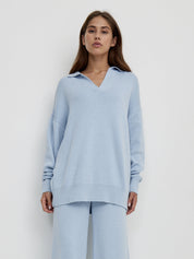 SEMNA Cozy Lounge Set femme – ensemble comfy ivoire col & pantalon wide-leg