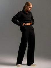 SEMNA Cozy Lounge Set femme – ensemble comfy ivoire col & pantalon wide-leg