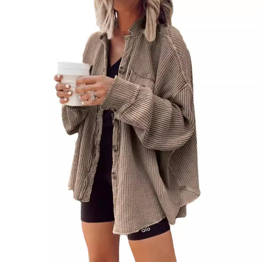 Veste femme Heidi – manteau oversize à texture gaufrée & doublure chaude pour l’hiver