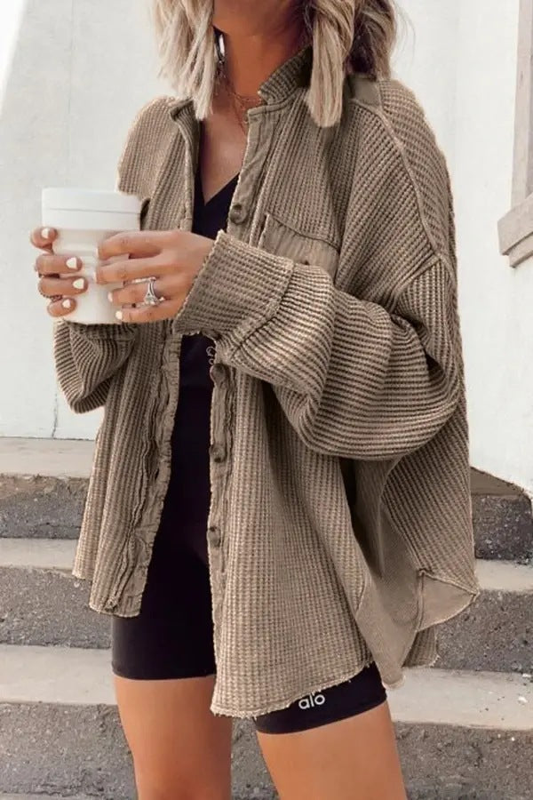 Veste femme Heidi – manteau oversize à texture gaufrée & doublure chaude pour l’hiver
