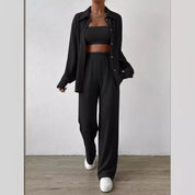 Ensemble loungewear femme – ensemble deux pièces avec top ample & pantalon large