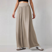 Pantalon femme en jersey – taille haute à jambes larges et coupe confortable