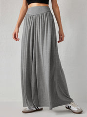 Pantalon femme en jersey – taille haute à jambes larges et coupe confortable