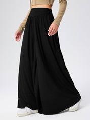 Pantalon femme en jersey – taille haute à jambes larges et coupe confortable